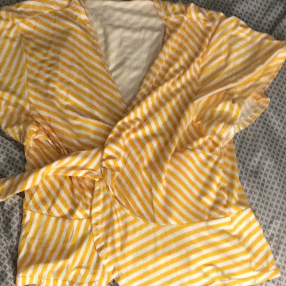 Mustard yellow wrap top